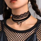Vintage Gothic Chocker Punk Halloween Skull Necklace Lace Necklaces