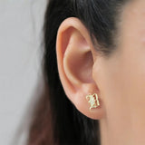 Vintage Gothic Earrings Stainless Steel Old English Font Letters Ear Studs