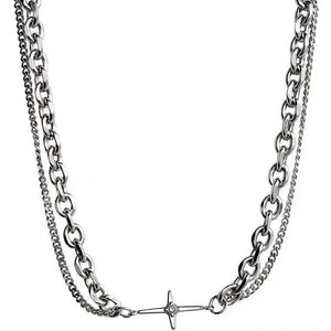Vintage Gothic Hollow Cross Pendant Necklace For Men Women