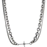 Vintage Gothic Hollow Cross Pendant Necklace For Men Women