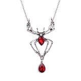 Gothic Spider Necklace Crystal Pendant Punk Style Jewelry