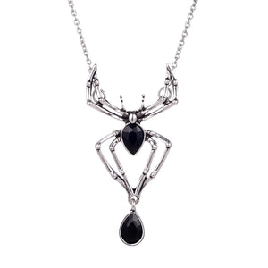 Gothic Spider Necklace Crystal Pendant Punk Style Jewelry