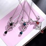 Gothic Spider Necklace Crystal Pendant Punk Style Jewelry