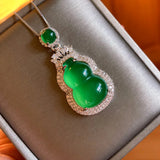 Vintage Gourd Lab Emerald Diamond Pendant 925 Silver