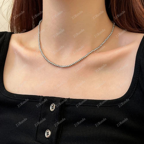 Vintage Gray Pearl Necklace for Women Clavicle Niche High Sense Necklace