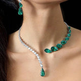 Vintage Green Crystal Necklace Collar for Women Wedding Jewelry Statement Bridal