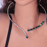 Vintage Green Crystal Necklace Collar for Women Wedding Jewelry Statement Bridal