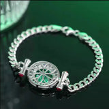 Green Crystal Zircon Chain Bracelet 18k Filled Silver Jewelry