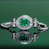 Green Crystal Zircon Chain Bracelet 18k Filled Silver Jewelry