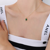 Green CZ Pendant Clavicle Chain Necklace for Women