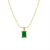Green CZ Pendant Clavicle Chain Necklace for Women
