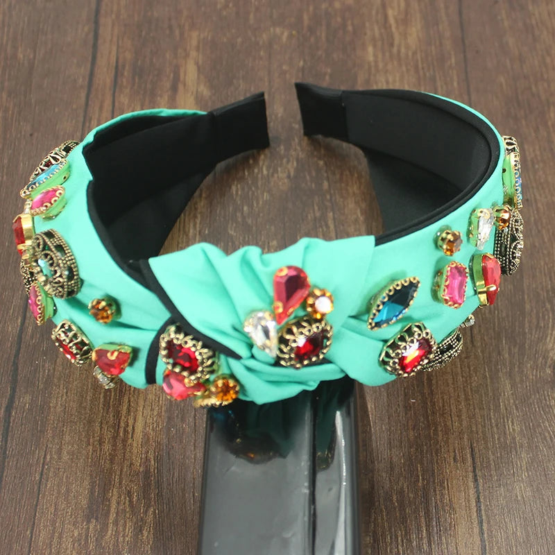 Vintage Green Crystal Baroque Hairband for Women Wedding