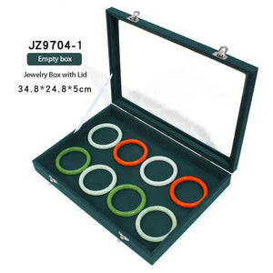 Vintage Green Jewelry Storage Box with Transparent Cover