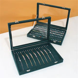 Vintage Green Jewelry Storage Box with Transparent Cover