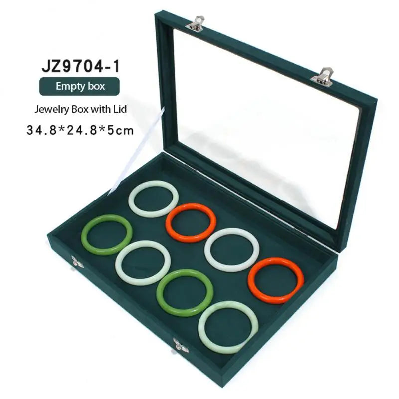 Vintage Green Jewelry Storage Box with Transparent Cover