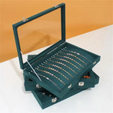 Vintage Green Jewelry Storage Box with Transparent Cover