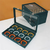 Vintage Green Jewelry Storage Box with Transparent Cover