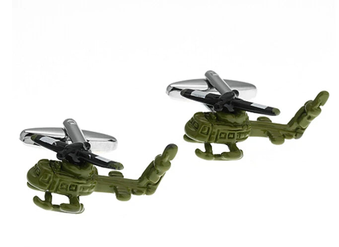 Vintage Green Helicopter Style Cuff Links