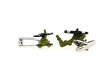 Vintage Green Helicopter Style Cuff Links