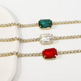 Green Stone Crystal Chain Choker Necklace for Women Rhinestone Collar