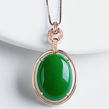 Vintage Green Jade Emerald Gemstones Pendant Necklace