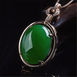 Vintage Green Jade Emerald Gemstones Pendant Necklace