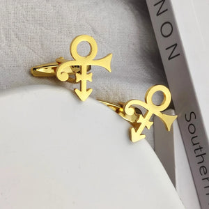 Vintage Guitar Symbol Cufflinks Men's Stainless Steel Personalized Jewelry