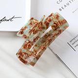 Vintage Hair Claw Hollow Out Square Marble Pattern Girls Acetate Hair Clips