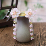 Vintage Hair Comb Hair Accessories for Women Chinese Hanfu Pink Flower Hairpin