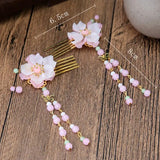 Vintage Hair Comb Hair Accessories for Women Chinese Hanfu Pink Flower Hairpin