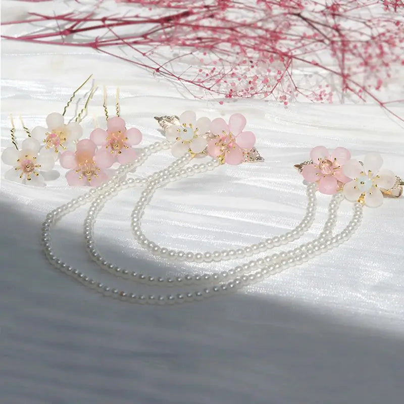 Vintage Hanfu Hair Accessory with Pearls Tassel Hairgrip