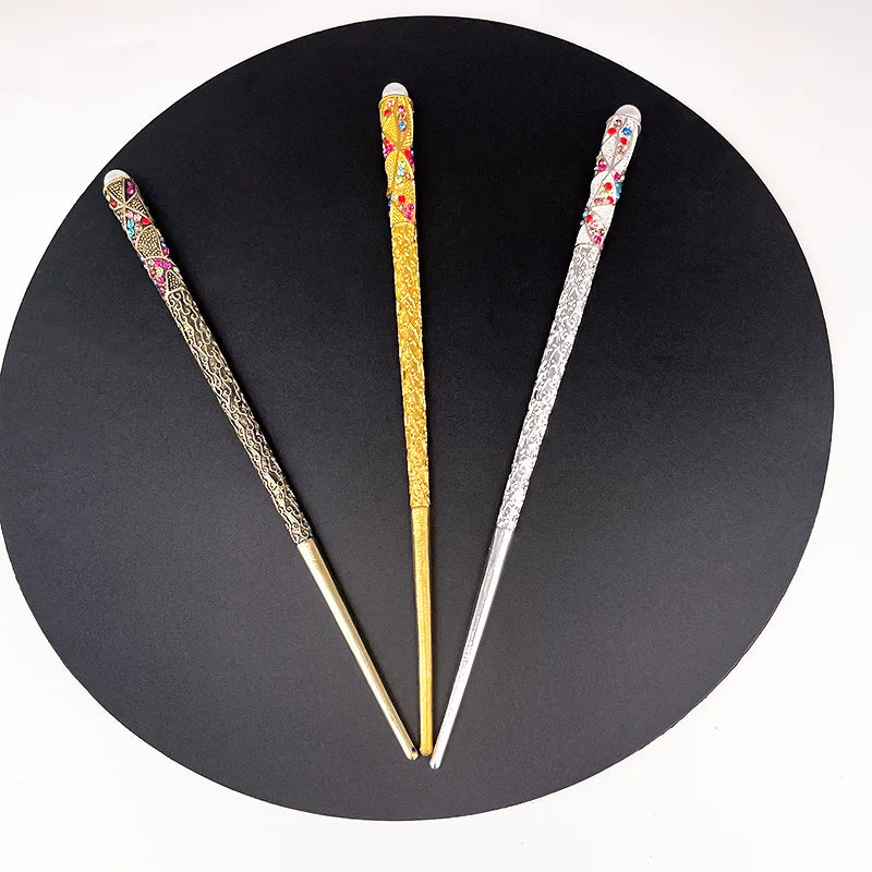 Vintage Hair Sticks Pearls Rhinestone Headwear Women Coiled Hair Jewelry