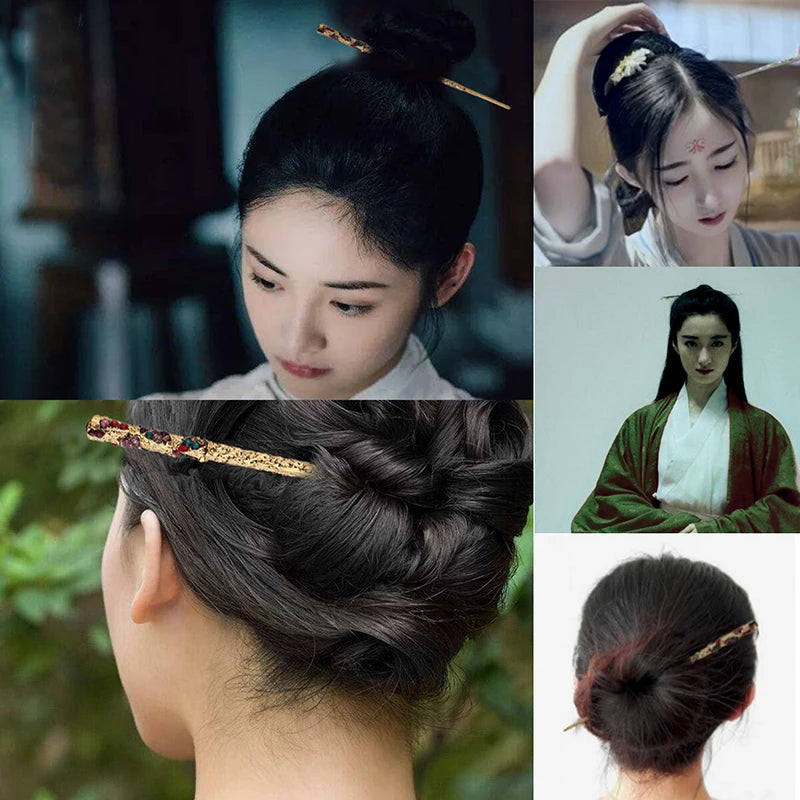 Vintage Hair Sticks Pearls Rhinestone Headwear Women Coiled Hair Jewelry