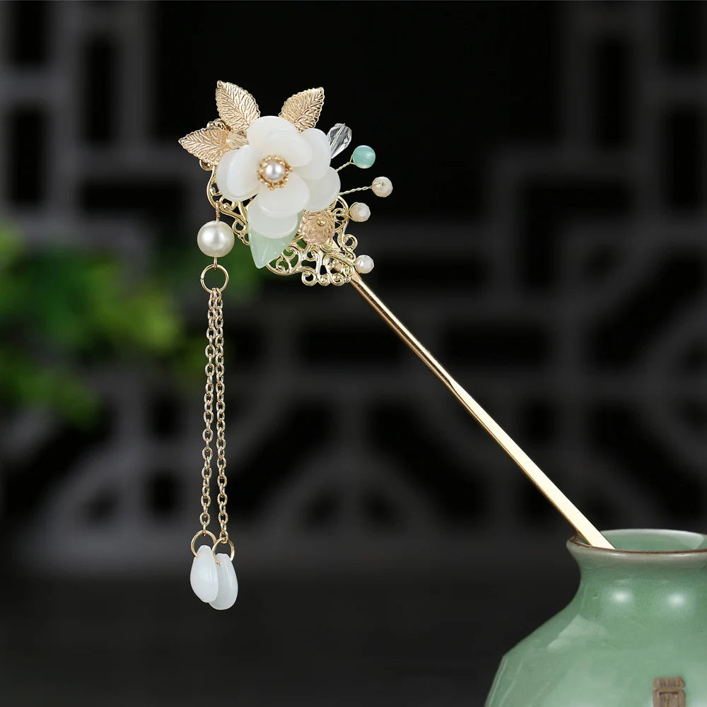 Vintage Hair Sticks Fringe Hairpin Chopsticks Chinese Hanfu Party Headpiec