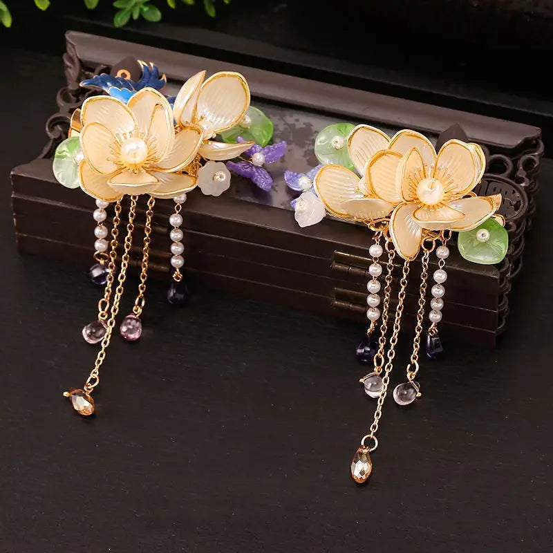 Vintage Hairpin Hanfu Hair Accessories Yellow Hair Grips Barrette
