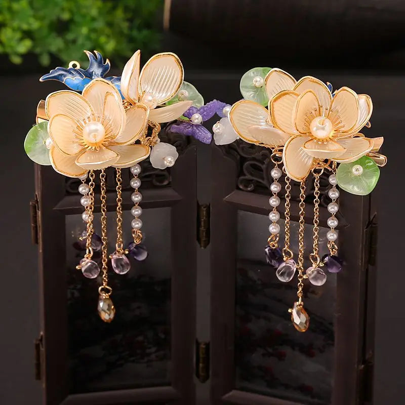 Vintage Hairpin Hanfu Hair Accessories Yellow Hair Grips Barrette