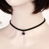 Vintage Velvet Choker Gothic Punk Neck Jewelry Simulated Pearl Star