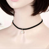 Vintage Velvet Choker Gothic Punk Neck Jewelry Simulated Pearl Star