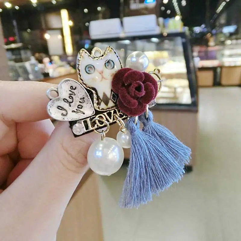 Vintage Camellia Jewelry Style Flowers Lapel Pins 5 Pearls Brooches