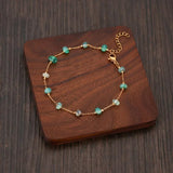 Colorful Stone Beads Chain Bracelet Stainless Steel Jewelry