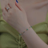 Colorful Stone Beads Chain Bracelet Stainless Steel Jewelry