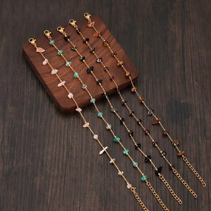 Colorful Stone Beads Chain Bracelet Stainless Steel Jewelry