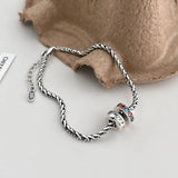 Colorful Zircon Bead Charm Bracelet Thai Silver Bangle