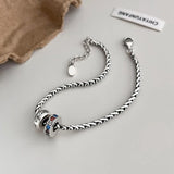Colorful Zircon Bead Charm Bracelet Thai Silver Bangle