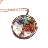 Vintage Copper Wire Wrap Crystal Tree of Life Necklace