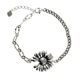 Vintage Daisy Bracelet Thai Silver Flower Chain Bangle