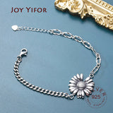 Vintage Daisy Bracelet Thai Silver Flower Chain Bangle
