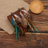 Vintage Feather Earrings Ladies Boho Long Chain Tassel Earri