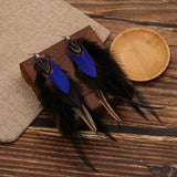 Vintage Feather Earrings Ladies Boho Long Chain Tassel Earri