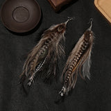 Vintage Feather Earrings Ladies Boho Long Chain Tassel Earri